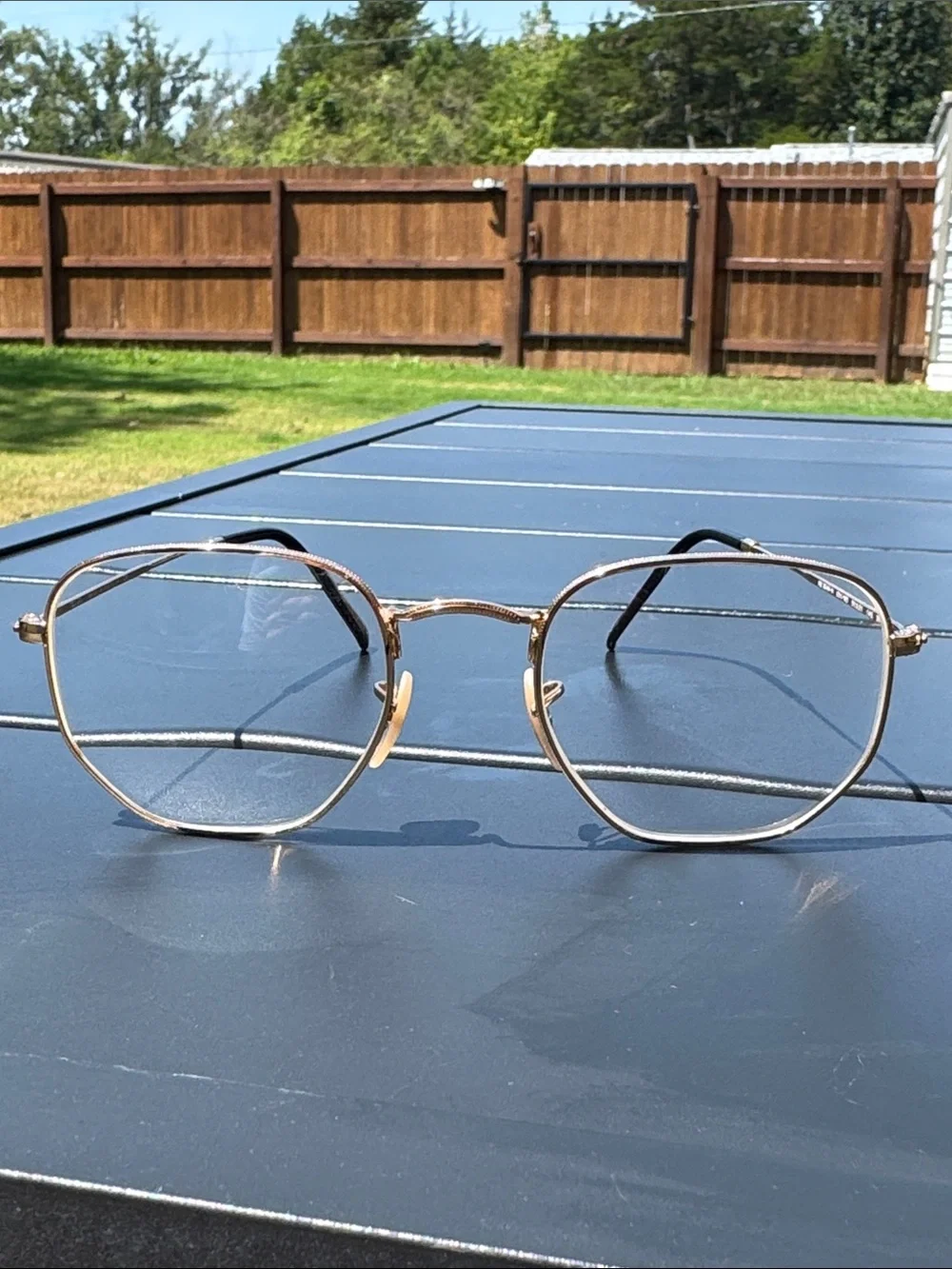Ray-Ban Gold Women's Hexagon Glasses with Brown Case